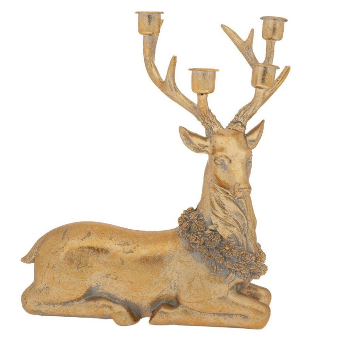 CERVO SEDUTO 27,5X16,5X37CM 4 PORTACANDELA